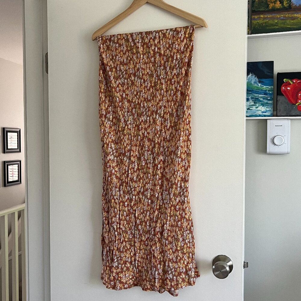 LUSH floral maxi slip skirt
